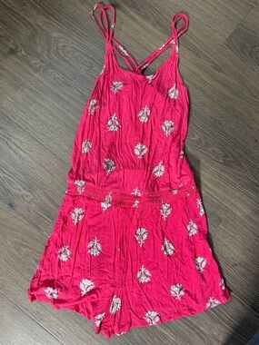Old Navy Hot Pink Floral Print Girls Romper